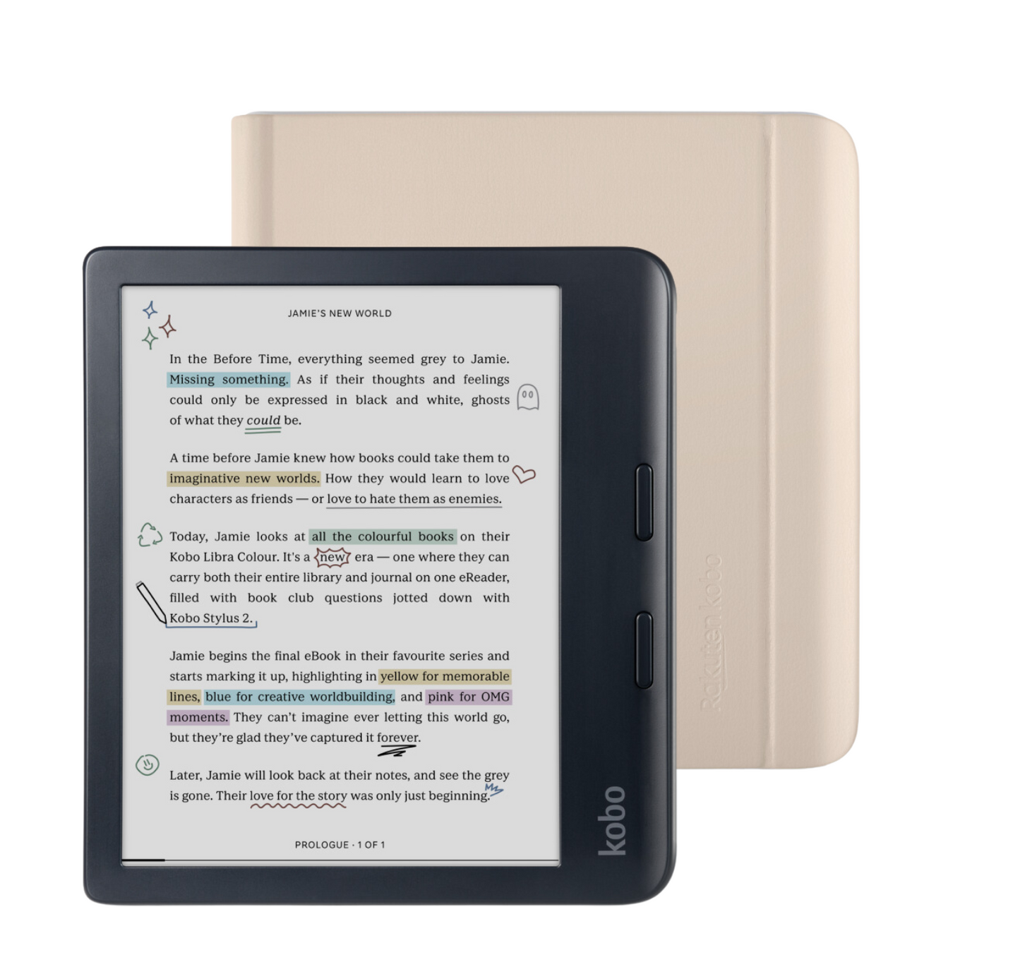 Kobo Libra Colour Black eReader with Case Bundle