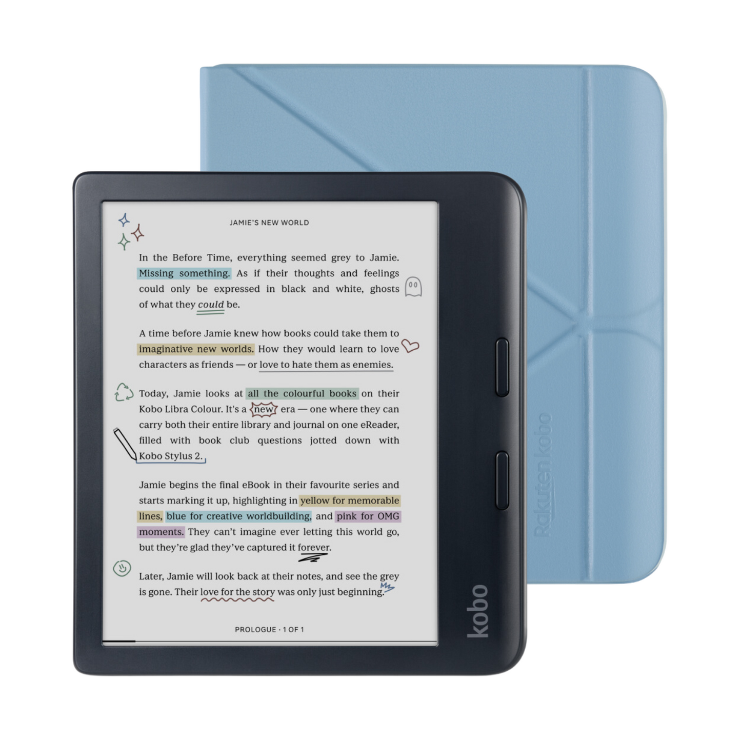 Kobo Libra Colour Black eReader with Case Bundle