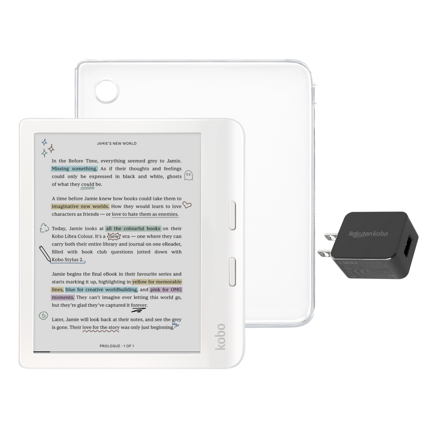 Kobo Libra Colour White eReader with Case Bundle