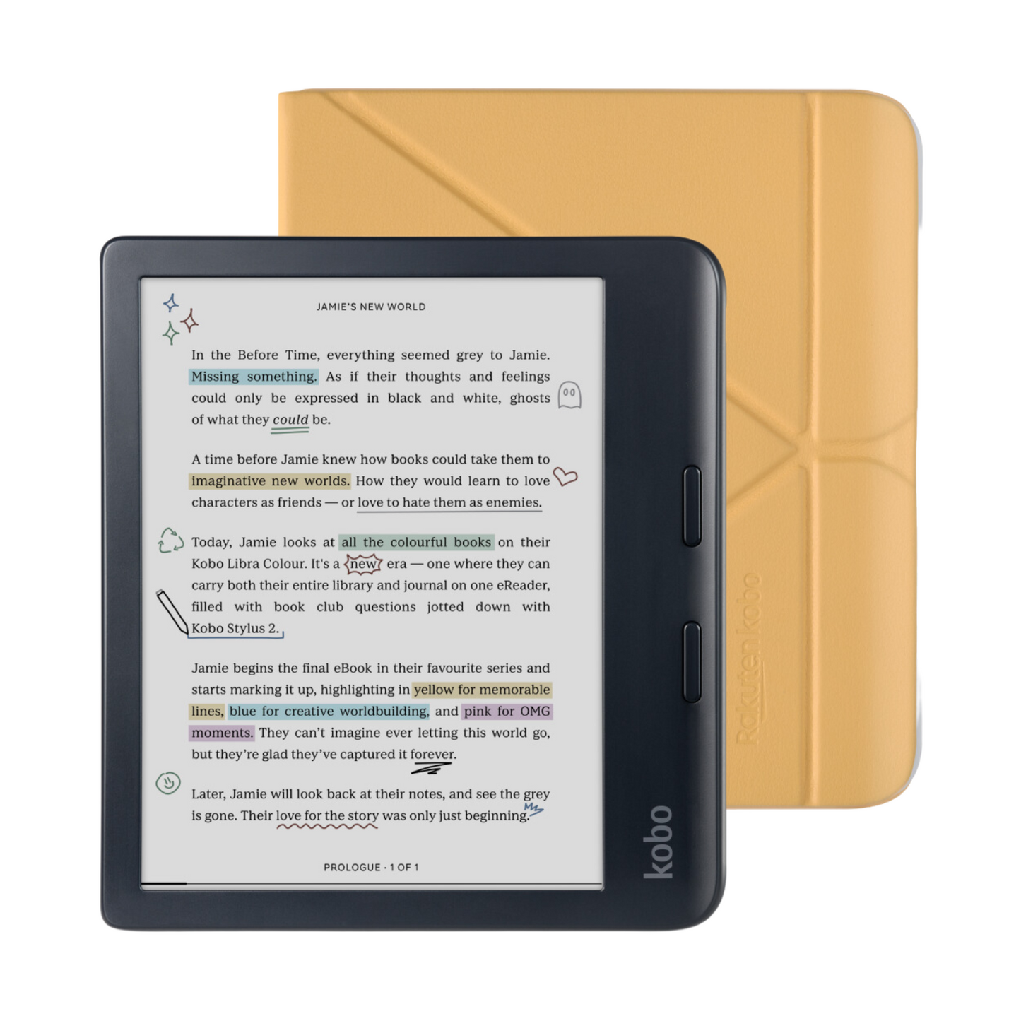 Kobo Libra Colour Black eReader with Case Bundle