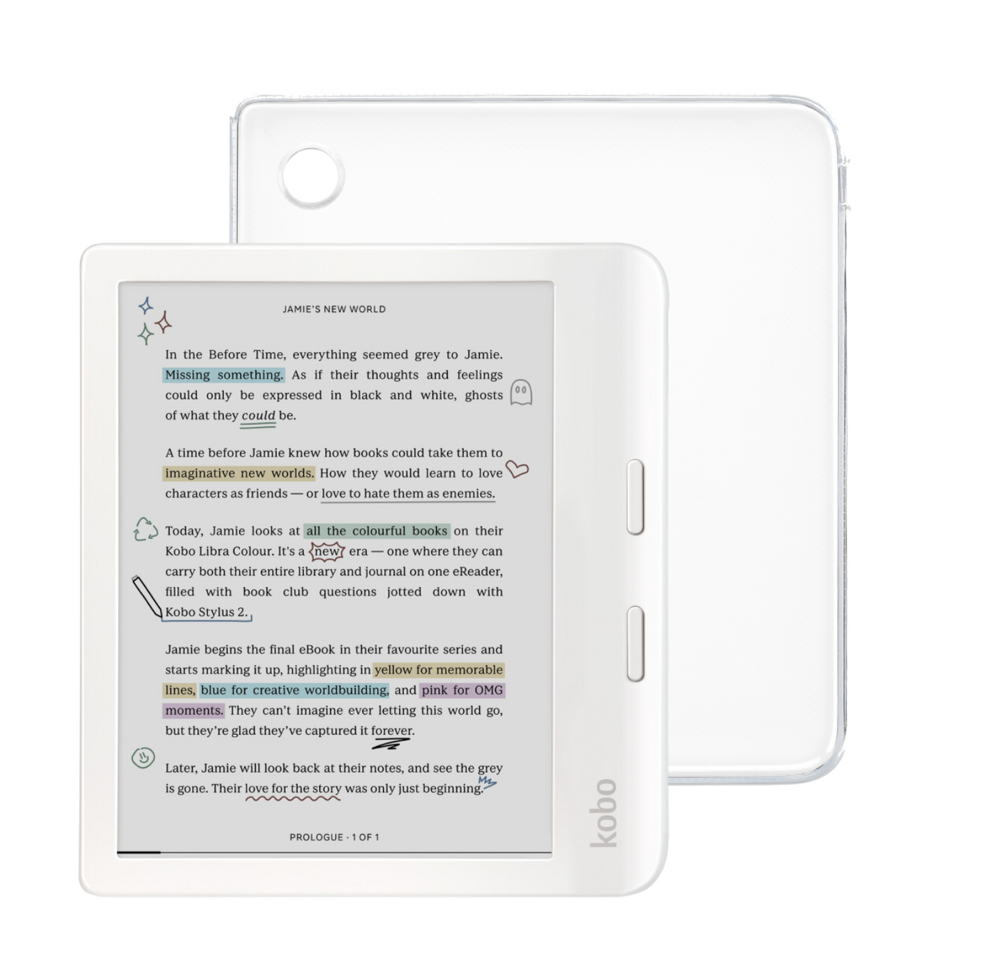 Kobo Libra Colour White eReader with Case Bundle