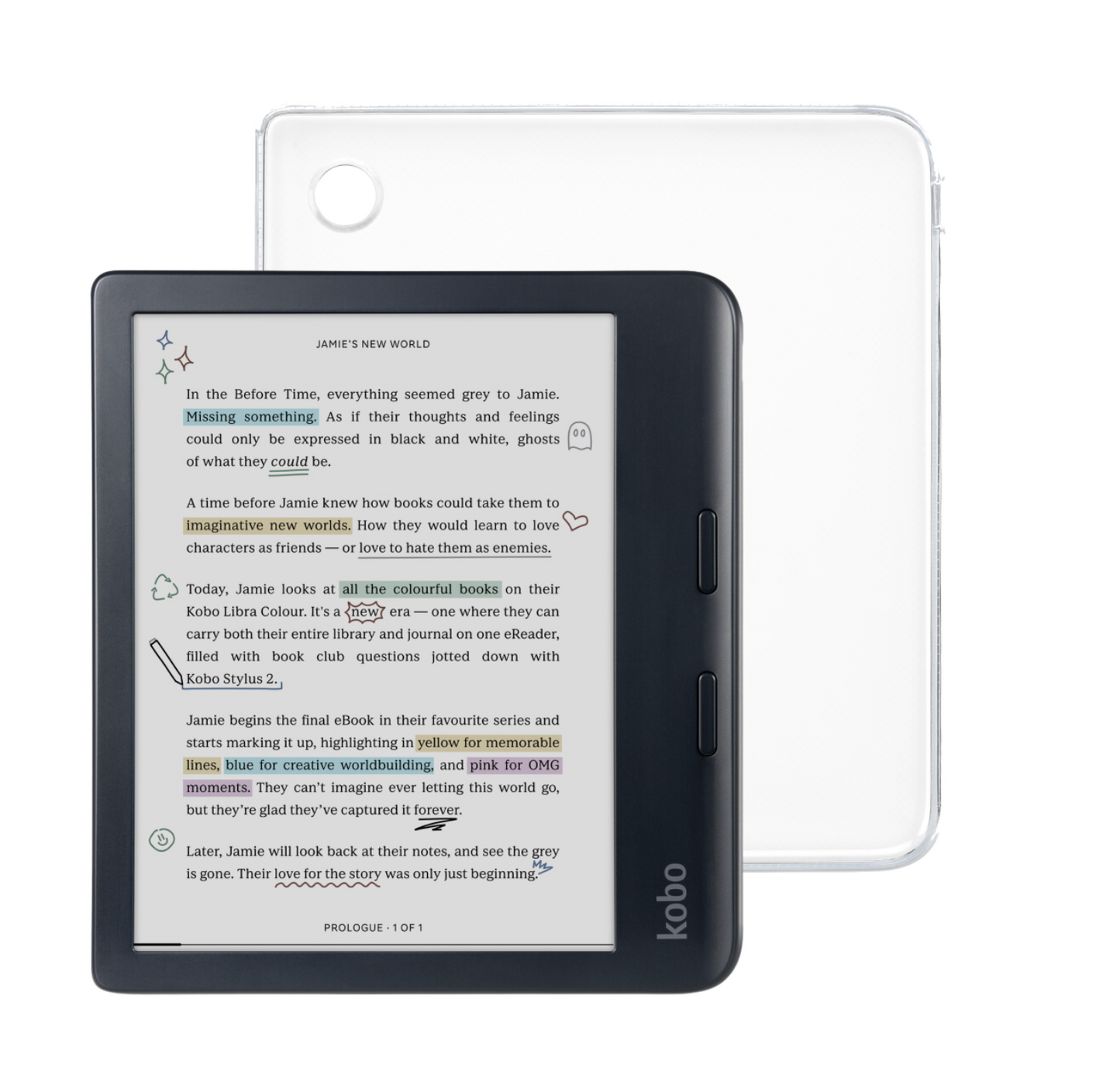 Kobo Libra Colour Black eReader with Case Bundle