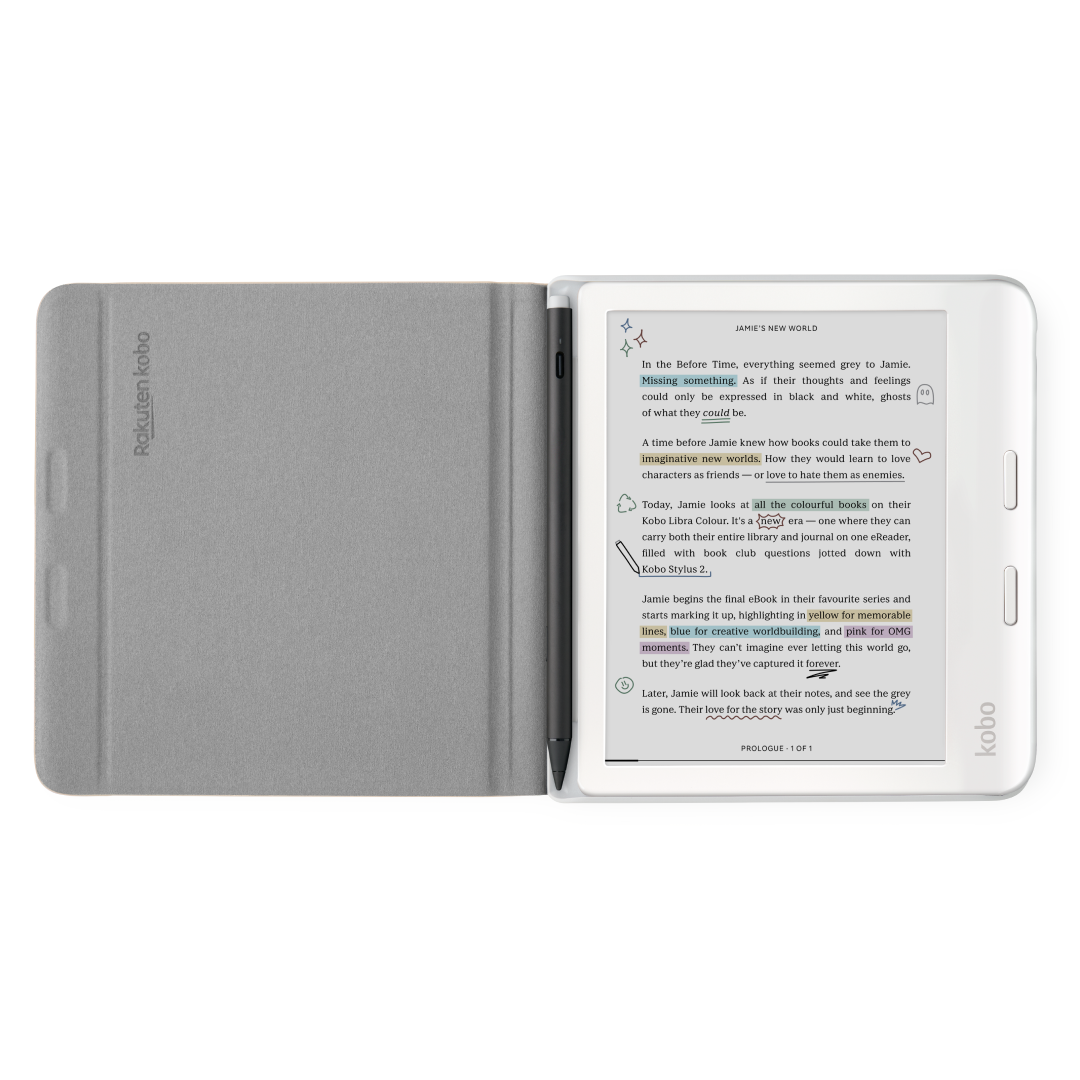 Kobo Libra Colour White eReader with Case Bundle