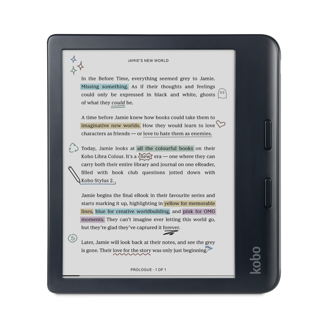 Kobo Libra Colour Black eReader with Case Bundle