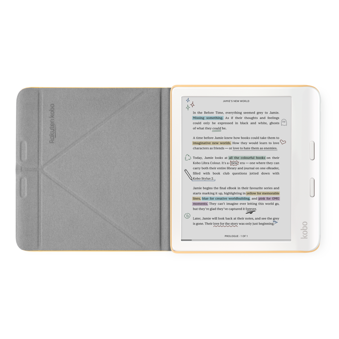 Kobo Libra Colour White eReader with Case Bundle