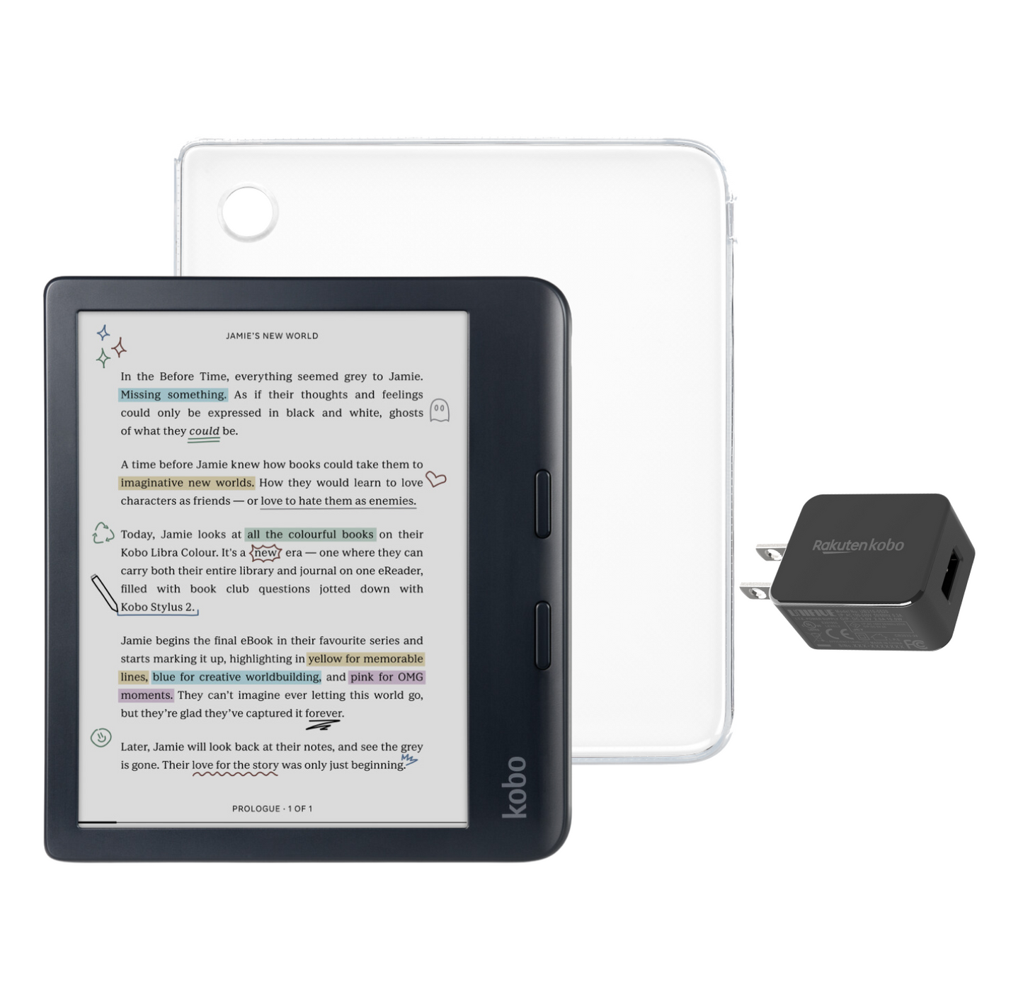 Kobo Libra Colour Black eReader with Case Bundle