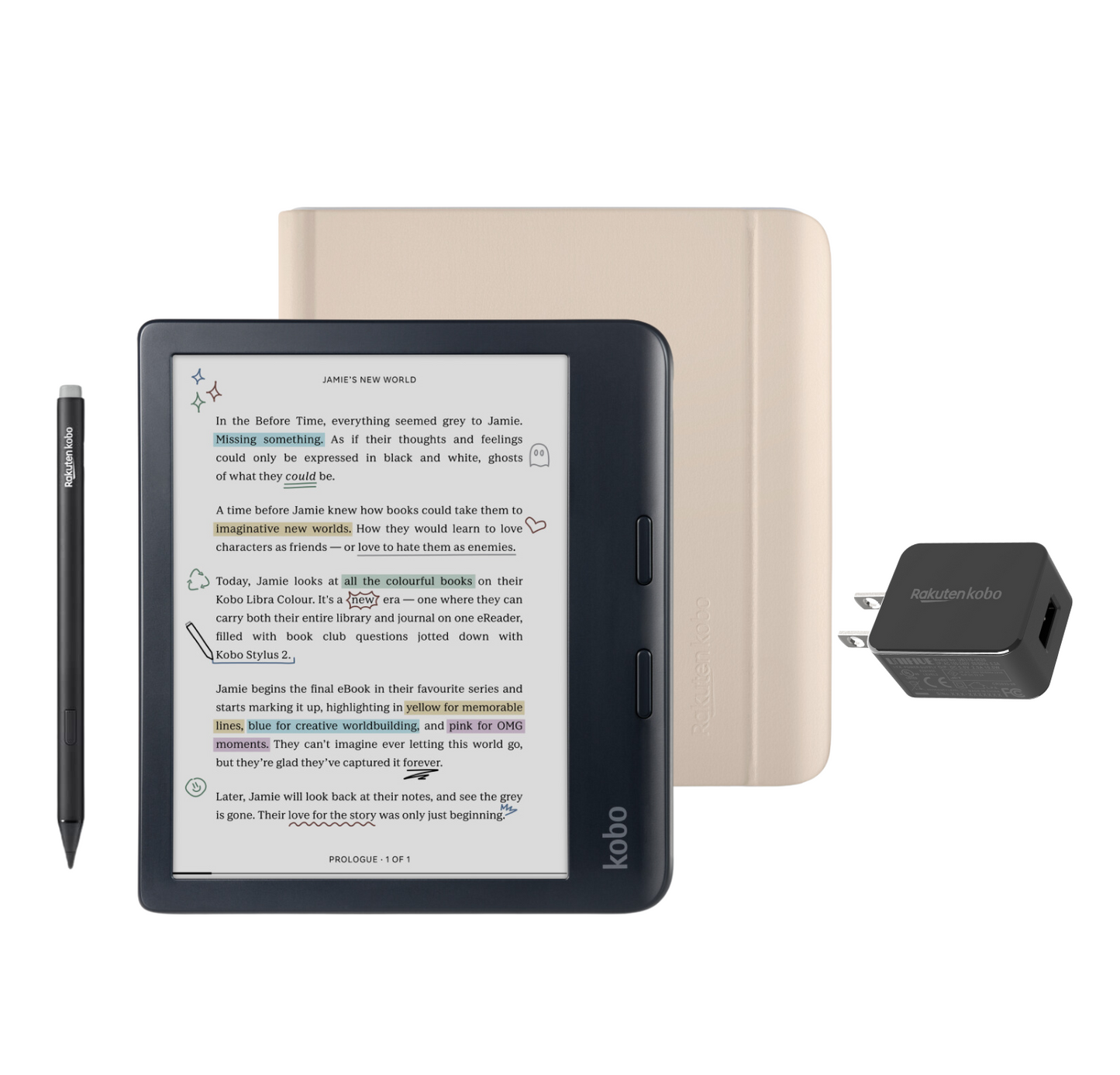 Kobo Libra Colour Black eReader with Case Bundle