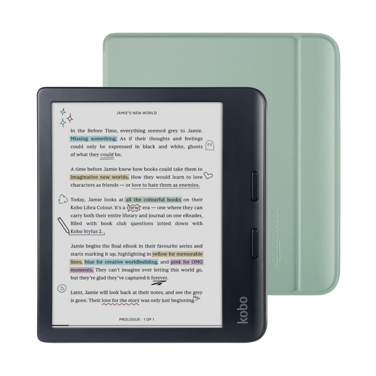 Kobo Libra Colour Black eReader with Case Bundle